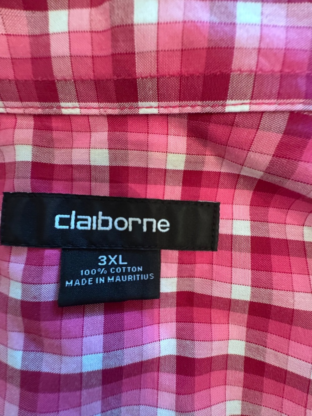 Clairborne Mens Plaid Pink Shirt - 3X - 100% cotton